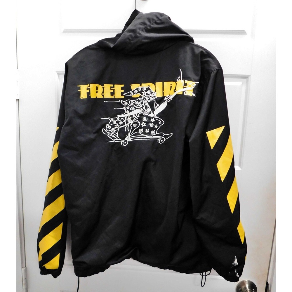 Off White 2013 Free Spirit Embroidered Black Yellow Nylon Hooded Jacket sz S